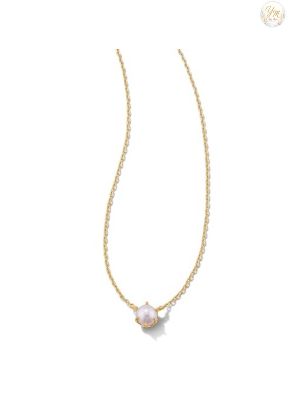 White Pearl Pendant Necklace 18" Chain Freshwater Cultured Pearl Lobster Clasp